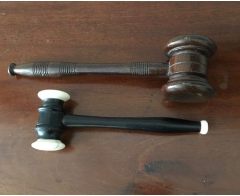 Two vintage gavels inc. ebony and ivory example