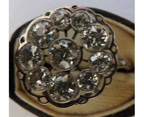 Fine Art Deco ring set with 10 diamonds size R