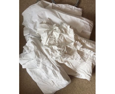 Three cotton nightgowns and an Edwardian lace blouse.