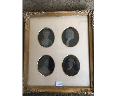 Set of four portrait miniature prints.