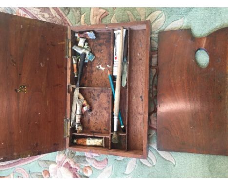 Vintage artists box and contents.