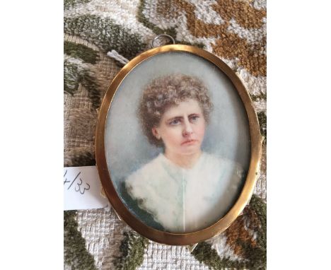 Watercolour portrait miniature on ivory, 6x5cms.