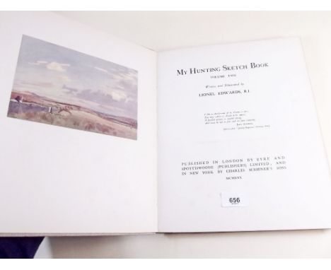 My Hunting Sketch Book Vol II by Lionel Edwards 1930, first edition, twelve colour prints - very good condition - no jacket