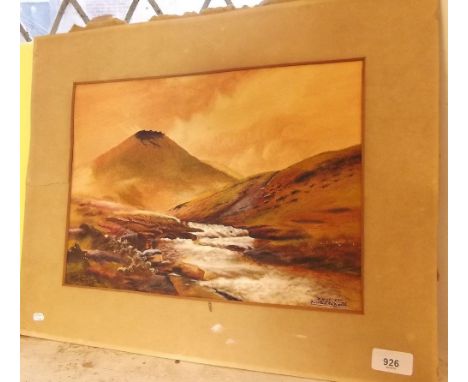 R Hext - pair of watercolour scenes painted by mouth of Dartmoor - signed and dated 1930, unframed - 26 x 36cm
