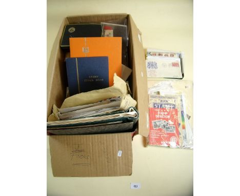 A large box of stamps: GB, British Empire and Commonwealth plus all world, mint and used, defins and commems.  Covers and sta