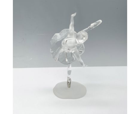 Beautiful figure of a crystal dancer in her ballet pose standing on a frosted base. Swarovski backstamp. This item has its or