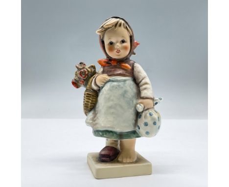 This is a figure of a girl with one bare foot and a basket of flowers. Goebel Hummel backstamp. Issued: 20th centuryDimension