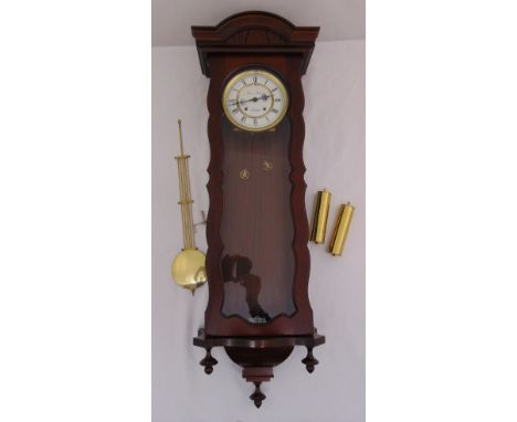 James Stewart of Armagh mahogany cased wall regulator the white enamel dial with Roman numerals to include two weights and pe