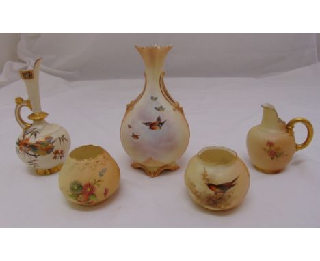 Five Royal Worcester vases of various shape and size
