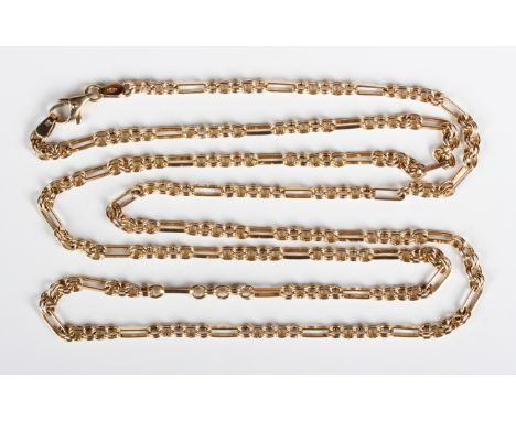 A 9ct gold neckchain in a twin oval and bar link design, on a sprung hook shaped clasp, weight 15.7g, length 80cm.Buyer’s Pre