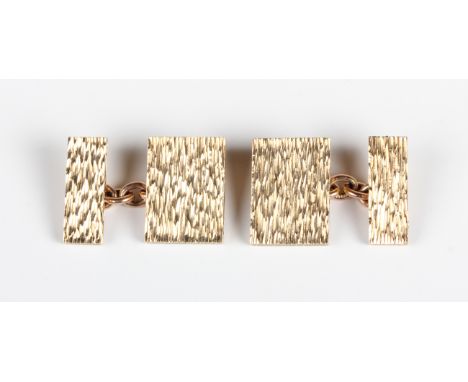 A pair of 9ct gold rectangular cufflinks with a bark textured finish, London 1968, weight 19.1g, dimensions of each front 1.7