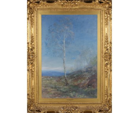 John MacWhirter - 'In a Line of Birds and Primroses' (Landscape with Silver Birch and Sheep), late 19th/early 20th century oi
