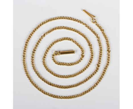 A gold curblink neckchain, detailed 'C18', on a cylindrical clasp, weight 11.3g, length 57cm.Buyer’s Premium 29.4% (including