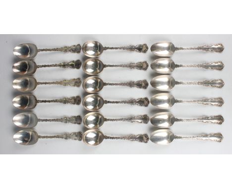 An American sterling part canteen of cutlery by Roden Brothers Ltd, comprising six sterling handled table knives, six table f