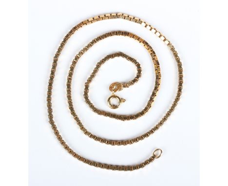 A 9ct gold box link neckchain on a boltring clasp, detailed '9K', weight 9.1g, length 40cm.Buyer’s Premium 29.4% (including V