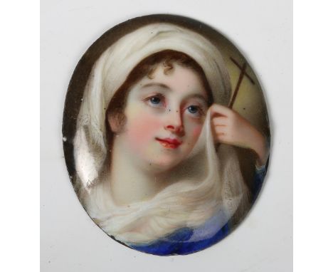 Horace Hone - Oval Miniature Portrait of a Lady as the Penitent Magdalene, enamels on copper, signed and dated 1809 recto, in