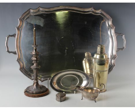 A small collection of silver and plated items, including a late Victorian silver heart shaped box and cover, Chester 1899 by 