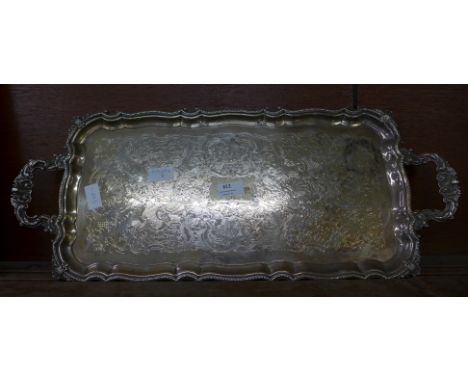 A Garrard &amp; Co. plated tray, 63cm with handles 