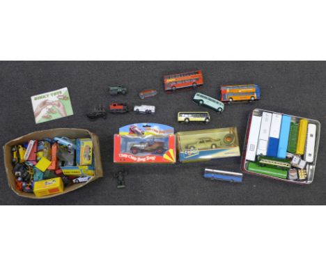 A Corgi Chitty-Chitty, Bang-Bang, Corgi Mercedes, boxed, a collection of coaches, buses, Matchbox, Corgi and Dinky die-cast m