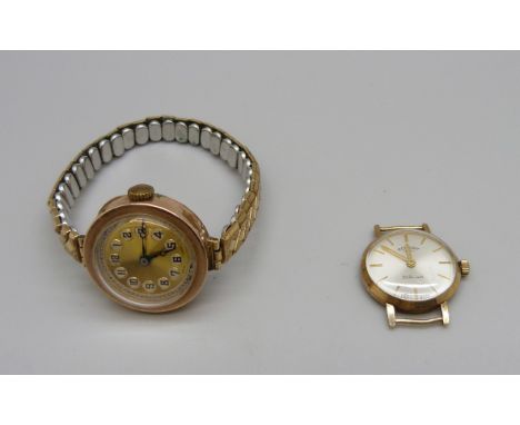 Two 9ct gold cased lady's wristwatches, Buren and Rotary 