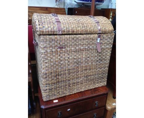 A LARGE WOVEN TRUNK   H74CM W72CM D43CM