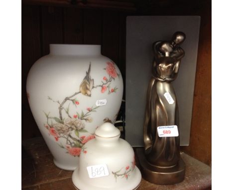 FIGURE LAMP AND VASE AND COVER