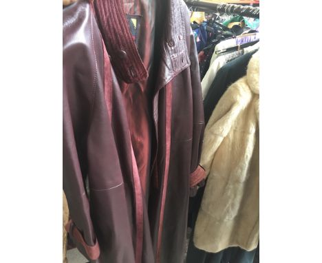 LADIES BURGUNDY COLOUR LEATHER COAT
