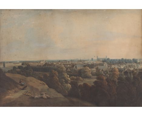 A 19th Century coloured lithograph, depicting a view of the City of Cambridge