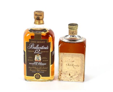 A vintage bottle of Bulloch Lade &amp; Co. "Old Rarity" rare blended Scotch whisky; and a quart bottle of Ballantine's 12 yea