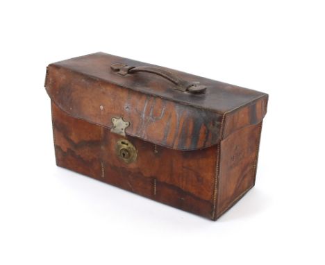 A leather case containing Ordnance Survey maps, circa 1910