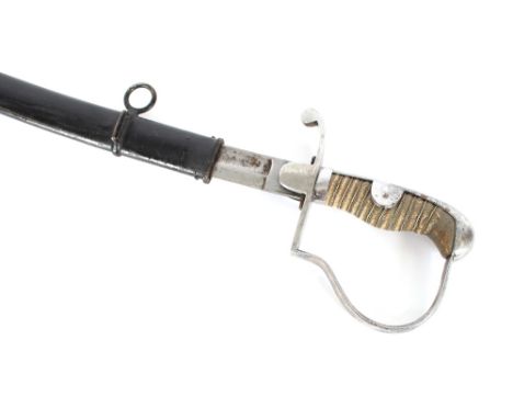 A 19th Century continental Cavalry officers sword, in metal scabbard