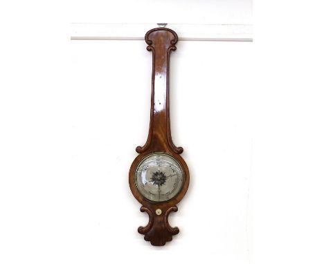 A Victorian mahogany banjo shaped barometer