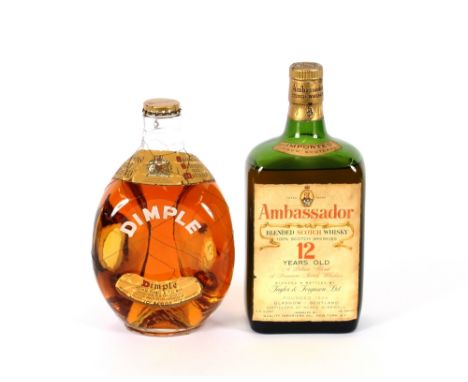 A bottle of vintage Haig "Dimple" blended Scotch whisky; and a bottle of 86 proof Ambassadors vintage 12 year old blended Sco