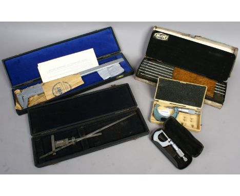 A collection of cased precision engineering tools including Moore and Wright examples 