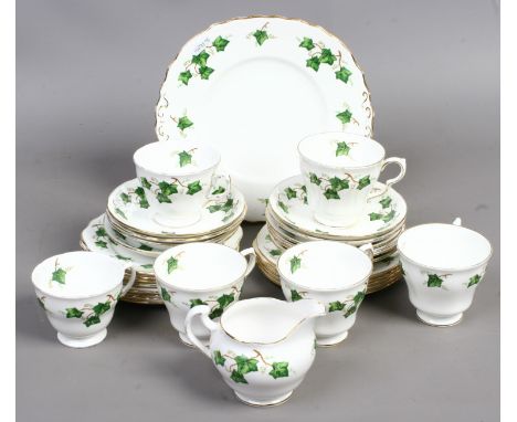 A Colclough bone china tea service decorated with ivy leaf design, approximately 32 pieces.