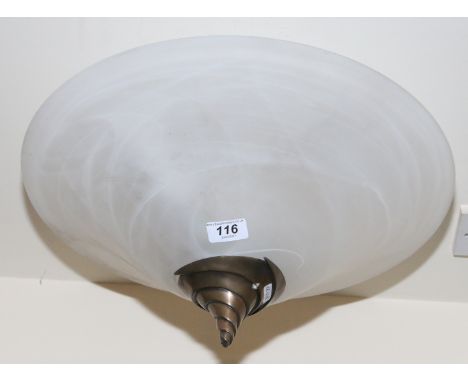 A new twin branch ceiling light fitting with marbled milchglas shade.