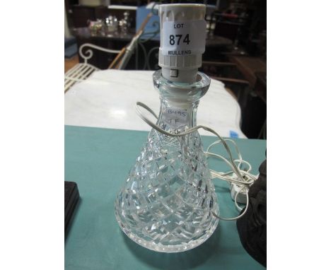 A WATERFORD CUT GLASS TABLE LAMP of cylindrical form 26cm high