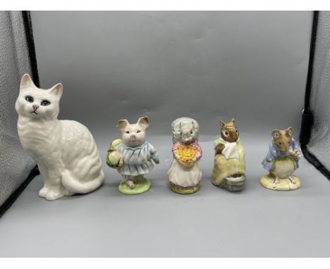 Beswick England - White Cat, Beswick England - Beatrix Potter - Little Pig Robinson, Beswick England - Beatrix Potter - Goody