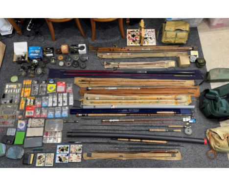 Extremely Large Collection of Vintage and Modern Day Fishing Rods, Reels and Equipment to include Hardy examples. 