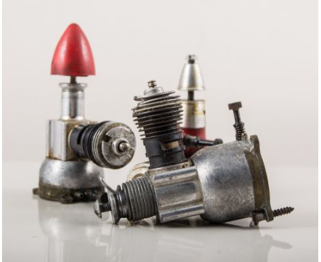 Three x COX 049 glow engines, including three props and ARDE 90 glow for spares in plastic bag.