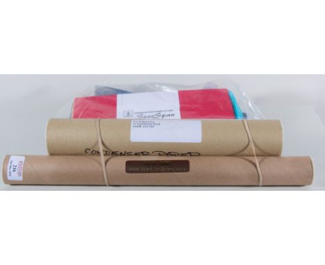 Two x tubes of covering material and plastic bag full of light weight tissue.