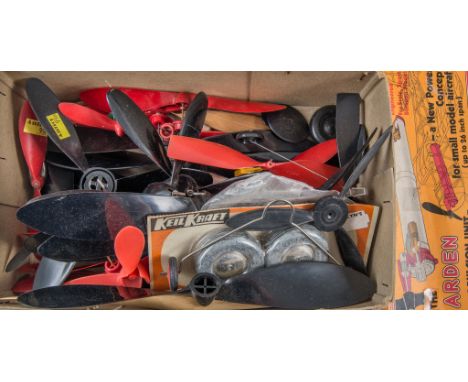 Box containing miscellaneous props and wheel etc, including ARDEN power unit.