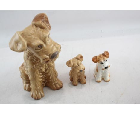 Sylvac Pottery Dog Ornaments Vintage Mixed Sizes Inc Large Terrier x 3     700491