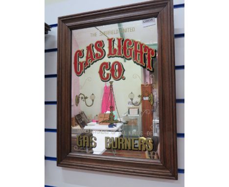 Industrial Style Mirror with transfers of Sheffield United Gas Light Company. Gilt frame measures approx 20 x 15 inches. See 