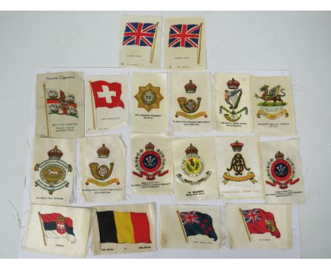 18 Vintage Kensitas Silks depicting Regimental Badges and Flags. All in good condition. See photos. 