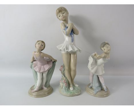 Three Nao Ballerina figurines the tallest stands 11".