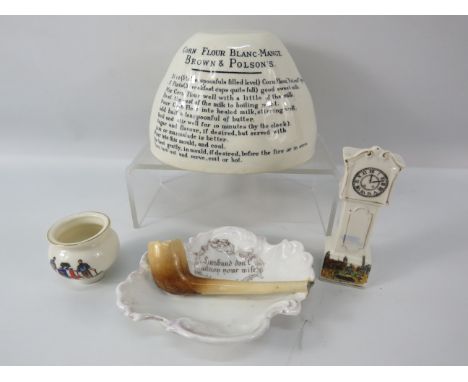 Antique Brown and Polson's ceramic jelly mould and souviner ceramics.