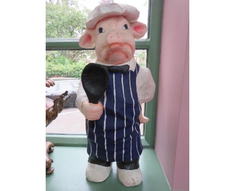 Lightweight Fibre model of a Comic Pig Chef measuring  approx 24 inches tall.  