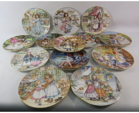13 Royal Worcester and Bradex plates decorated with children.