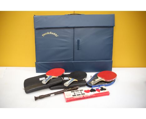 Mixed lot to include a puzzle caddy, table tennis bats and a recorder by Yamaha. See photos.